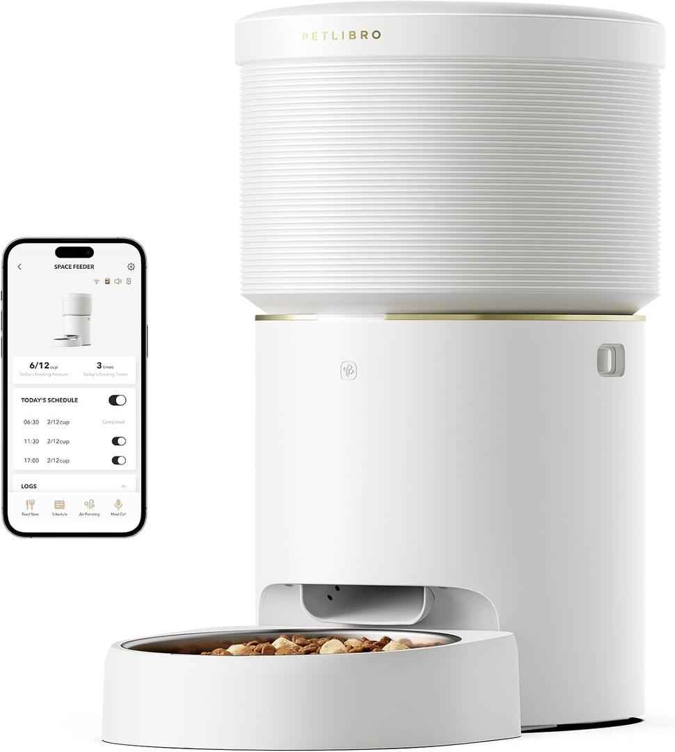 PETLIBRO Vacuum-Sealed Automatic Cat Feeders, 8L/34Cups Automatic Dog Feeder with 5G Wi-Fi, Automatic Cat Food Dispenser for Airtight Storage, Space Pet Feeder with 187mm Large Food Tray for Cat & Dog