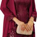 GRACE KARIN Women's Sequin Dress - Wedding Guest & Mother of The Bride Formal Dress - Two Piece Knee Length (Large, Red)