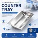 Geetery 18" x 10" Standard Deep Drop-in Deal Tray, Cash Window Tray, Heavy Duty 304 Stainless Steel, Brushed Finish, Countertop Pass-Through for Gas Stations, Banks, Restaurants & Cash Counters