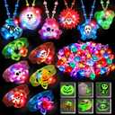 100 PCS Halloween Party Favors for Kids Halloween Glow in The Dark Toys Bulk Party Supplies Light Up Spin Necklace Bracelet LED Ring Halloween Goodie Bag Fillers Treats Classroom Prizes Trick or Treat