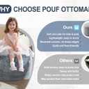 Pouf Ottoman Foot Rest 20"x15" Footstools and Ottomans Small with Filling Cream Small Beige Ottoman Foot Rest Ivory Poofy Ottom Stool Soft Poofs/Ottomans Furniture Living Room Ottom Footstool