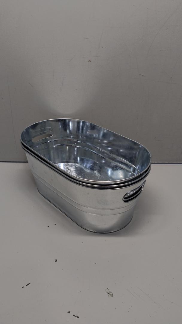 3 PCS 3 Gallon Galvanized Tub Champagne Bucket with Carry Beer Drink Storage Cooler Metal Beverage Ice Tub Galvanized Ice Buckets for Parties and Cocktail Bar Mimosa Supplies, 15.8 X 9 X 6.2 Inches