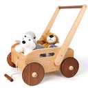 Woodtoe Wooden Baby Walker, Adjustable Speed Baby Push Walker, Montessori Push Toys for Babies Learning to Walk, Educational Walking Toys Gift for Toddler Boys Girls 1 2 3 Years Old