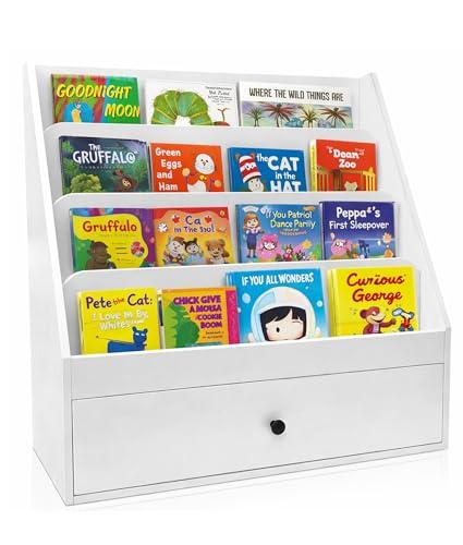 Solid Wood Kids Bookshelf with Multi-Layer,Large Capacity Toddler Bookshelf, Moisture-Proof & Wear-Resistant Book Shelf for Kids Rooms, Detachable Bookshelf for Kids Bedrooms, Playrooms & Living Rooms
