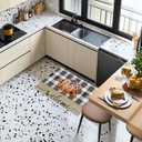 Fall Front Door Mat Indoor Entrance, Thanksgiving Welcome Orange Pumpkin Non Slip Doormat Absorbent Resist Dirt Floor Mats Washable Low Profile Sunflower Plaid Inside Rugs for Entryway, 16''x24''