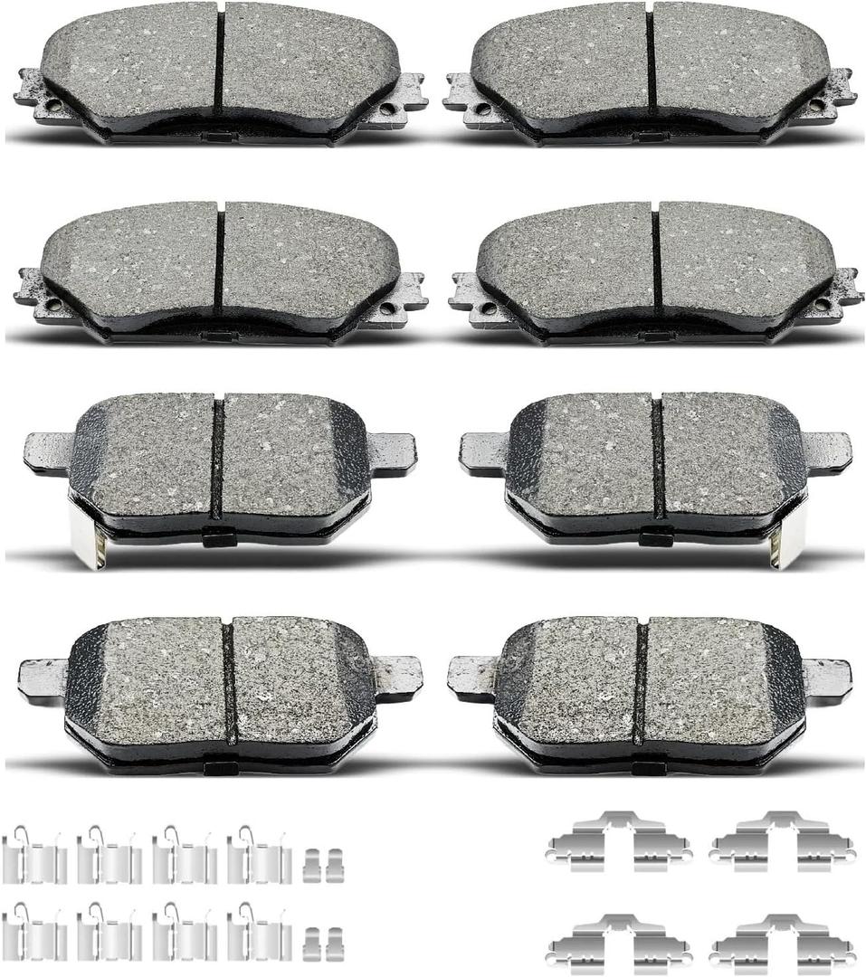 D1210 D1354 8pcs Ceramic Front Rear Brake Pads Set With Clips Fit For 2009-2010 Pontiac Vibe,For 2008-2015 Scion xB,For 2009-2019 Toyota Corolla,For 2009-2014 Toyota Matrix