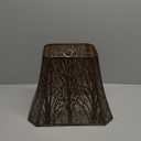 Rectangle Large Metal Lampshade Forest Etching Forest Lamp Shade Pattern Fits For Table Lamps And Floor Lamps Spider Fitter (8+6)" Top x (13.8+8)" Bottom x 11" High (Bronz/Gold)