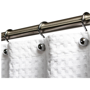 Set of 12 hotel-quality shower curtain hooks with a silver chrome finish