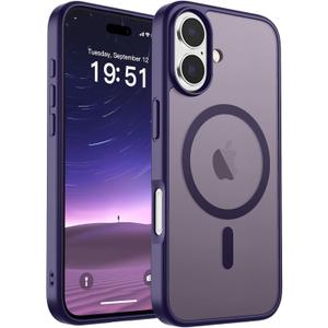 SUPFINE Magnetic for iPhone 17 Case (Compatible with MagSafe)(Military Grade Drop Protection) Translucent Matte Shockproof with Anti-Fingerprint Phone Cover,Dark Purple