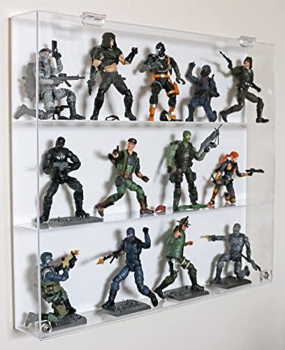 Acrylic Display Case Collectors Showcase - Premium Display Case for 6" G.I. Joe Action Figures - 3 Shelf