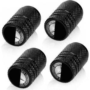 Tire Valve Stem Caps Compatible with Mercedes Benz Accessories - 4 Pack Aluminum Alloy Air Valve Covers for Mercedes C E S Class GLK CLA GLA GLC GLE CLS SLK AMG Series - Leak-Proof with O-Ring Seal