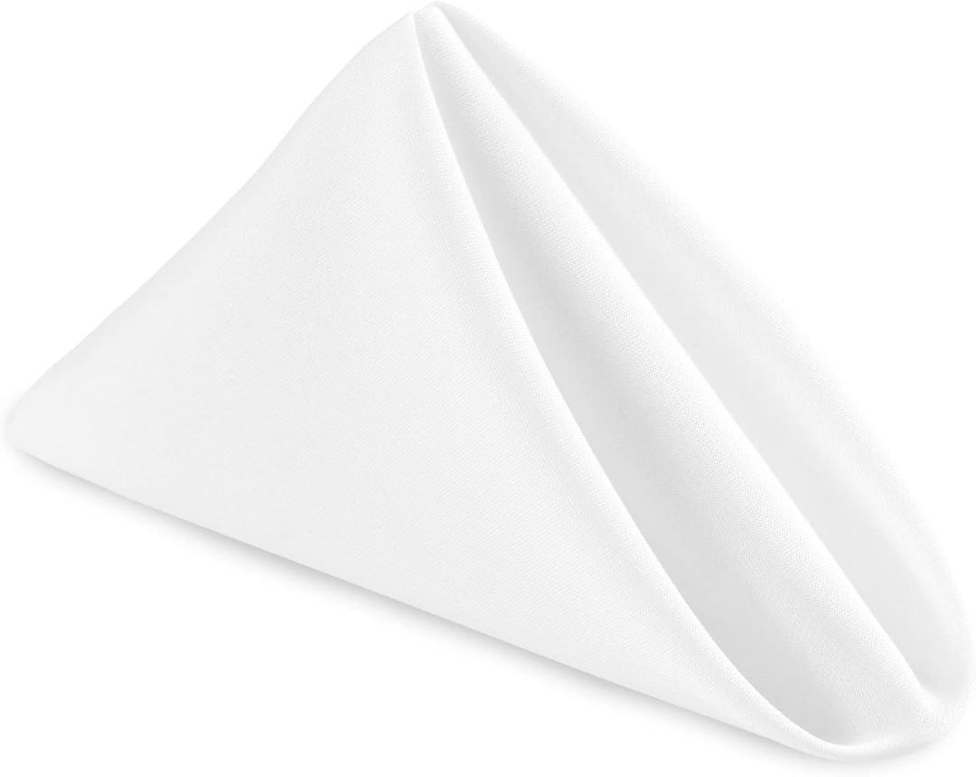 Hiasan Cloth Napkins Set of 6, 18 x 18 Inch, Washable White Dinner Napkins with Hemmed Edges for Restaurant, Wedding and Holiday