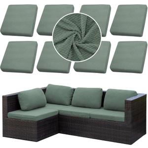 Outdoor Cushion Covers Set,8PCS Patio Furniture Couch Seat Slipcovers, Replacement for Sofa Sectional Chair(CoverOnly) (Green)