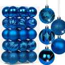 2.36" Christmas Ball Ornaments Blue 30 Pcs Small Shatterproof Christmas Tree Decorations Xmas Tree Christmas Ornaments Balls with Hanging Loop for Wedding Holiday Party Wreath Home Decor