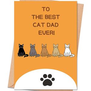 6 x Cat Dad Father's Day Card, Fathers Day Card Gift from Cat