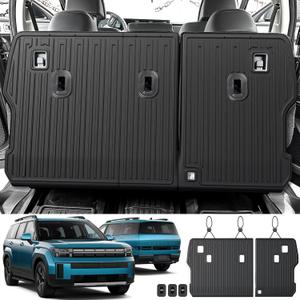 Backrest Mats Kick Mats for 2024 2025 2026 Hyundai Santa Fe 7 Seats Bench Seat Car Mat Accessories, All Weather TPE Protector Behind 2nd Row for Santa Fe(2nd Row Kick Mats)