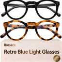 3 x 2 Pack Retro Round Blue Light Glasses for Women