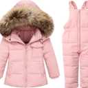 Fumdonnie Toddler Snowsuit Baby Winter Down Coat Girl Snow Pants and Jackets Kid Bibs 4-5T