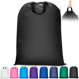 Extra Large Laundry Bag With Handles, Heavy Duty, Travel Laundry Bag for Dirty Clothes, 28" x 40" (Black)