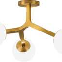 Semi Flush Mount Ceiling Light Fixture 3-Light Modern Gold Sputnik Chandelier with Globe Milky Frosted Glass Shade E12 Sputnik Ceiling Light for Kitchen, Hallway Light Fixtures Ceiling