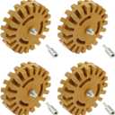 Pack of 4 Decal Remover Eraser Wheel Tool Kit, 4inch Rubber Power Drill Attachment with Adapter for Removes Car Adhesive, Pinstripe, Sticker, Vinyl