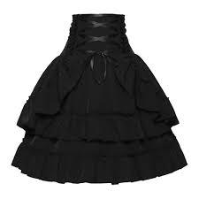 Women Steampunk Gothic Lace Up High Waist Renaissance Victorian Layered Skirt, 3XL