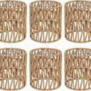 6 Pack Rattan Lamp Shade, Small Boho Lamp Shades Replacement, 5.9in Height, 5in Diameter, 1.53in Fitter, Cylinder Woven Lampshade for Floor Lamps, Pendant Light, Chandelier, Wall Sconces Light Fixture (Standard)