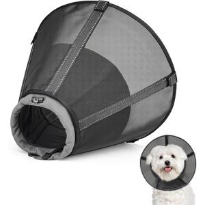 Dog Cone Collar to Stop Licking: Soft Mesh Recovery Collar After Surgery with Detachable Pad, Elizabeth Cone Alternative for Large Medium, Small Dogs, Normal Eating and Drinking (2XL, Black Mesh) (2XL(Depth: 12.2in, Girth: 19.0-22.0in))