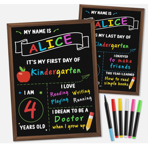 Double Sided Back to School Chalkboard with Frame Reusable Sign