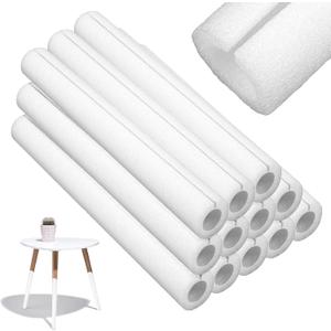 12 Pcs Clamp Foam Tube, 15.7 X 1.8 Inch OD, 1 Inch ID Pre Cut Tube Cover White Foam Pipe Protection for Table Leg, Bumper, Parapet, Corner Edge Protection