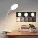 Clip On Clamp Light for Bed Headboard,Rechargeable Desk Lamp,3 Colors (White/Warm White/Warm),Dimmable 360 Gooseneck,20 LED,Eye-Caring Light for Study & WorkCollege Dorm Essentials for Girls & Guys