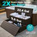 Hot Tub Steps with Storage Extra Wide, 2-Step Spa Stairs Non-Slip Heavy Duty 500 lbs, Easy Assembly, Slip-Resistant, Universal for Hot Tub, RV, Camper, Pool Deck & Bath Fits Any Size, Brown