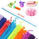 OYVAHOS 600PCS Pipe Cleaners Craft with 100 Self-Adhesive Googly Eyes,Multi-Colored Chenille Stems for Craft Supplies,Pipe Cleaners Bulk for DIY Projects, Room Decor,Decorations(12inch,30colors)