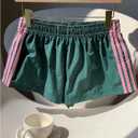 MakeMeChic Women's Striped Summer Shorts Workout Running Shorts Mini Micro Sweat Track Shorts Gym Athletic Wear (Green, M)