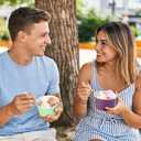 Kochorie 120 Pack 6oz Pastel Paper Ice Cream Cups with Spoons Colorful Party Paper Cups Disposable Dessert Sundae Bowls for Ice Cream Snacks Picnic Party Supplies