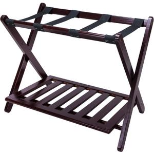 Casual Home Luggage Rack with Shelf, Espresso