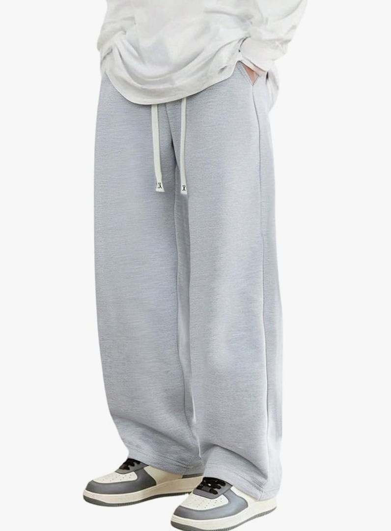 SOLY HUX Men's Wide Leg Baggy Sweatpants Drawstring Elastic Waist Athletic Trousers with Pockets Streetwear Large