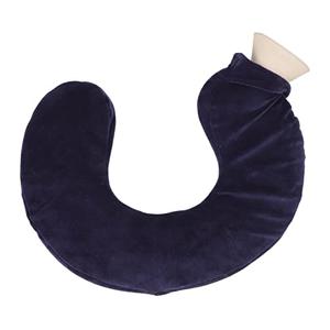 Culnflun U Shaped Hot Water Bottle, Warm Neck Soft Rubber Hot Water Bag with Cloth Cover for Pain Relief and Insulation (Navy Blue)