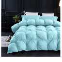 Three Geese Pinch Pleat Waterfowl Feathers and Down Comforter King Size Duvet Insert,750+ Fill Power,1200TC 100% Cotton, Premium All Seasons Aqua-Sky Warm Hotel Comforter with 8 Tabs.