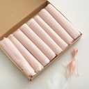 Ling's moment Wedding Chair Sashes Cover Aisle Decorations Draping Fabric Wrinkle-Free with Tie 16 Pcs Blush Pink & White for Party Ceremony Reception Floral Arrangement Banquet Outdoor Decor