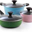 Cook N Home 6-Piece Nonstick Ceramic Coating Cookware Set, Multicolor
