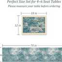 7 Pcs Table Runners and Rectangle Placemats Set, Floral Jacquard Woven Table Runner with Tassels & 6 Matching Placemats, Vintage French Style Dining Table Decor for Kitchen, Dining Room, Holidays