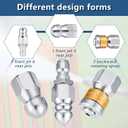 Honoson 2 Pcs Pressure Washer Sewer Jetter Nozzle Kit Stainless Steel Rotating Button Nose Jet Nozzle with Different Model Pressure Drain Hose Spray Head for 1/4'' Quick Connector, 5000 Psi