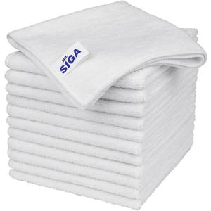 MR.SIGA Microfiber Cleaning Cloth, All-Purpose Microfiber Towels, Streak Free Cleaning Rags, Pack of 12, White, Size 32 x 32 cm(12.6 x 12.6 inch)