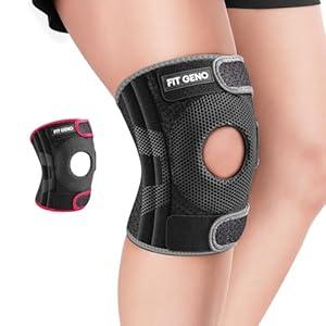 Fit Geno KneeXpert Knee Brace with Side Stabilizers & Patella Gel Pad - Adjustable Compression Support for Pain Relief, Meniscus, ACL, Arthritis, Running - XL/ XXL