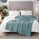 EMME Cotton Blanket Queen Size for Bed Soft Large Muslin Bed Blankets 90"x90" Lightweight Breathable Layering Bedspread All Season Gauze, Teal