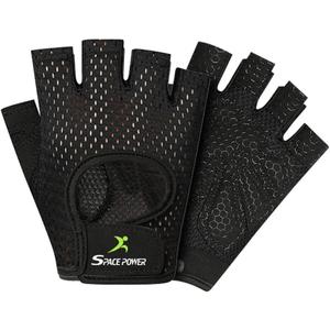spacepower Workout Gloves - Lightweight Breathable Gym Gloves for Women & Men's Exercise (Medium, Black)