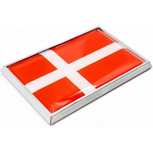 2 x Denmark Flag Sticker Emblem Danish Decal Car Chrome Flags, 2 Pack, 3 x 2 inches
