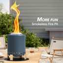 Mini Smokeless 7 Inch Tabletop Fire Pit with Pan Stand and Insulation Mat, Portable Stainless Steel Fire Pit for Camping, Patio Tabletop Firepit, Burns Wood or Pellets, Travel Bag Included, Blue