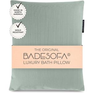 BADESOFA Bath Pillow S | Extra Comfortable Mesh Bath Cushion with Magic Dry Function | Green, Size: 19.7x23.6 inches | Hygienic Home Spa Pillow for Bathtub or Hot Tub
